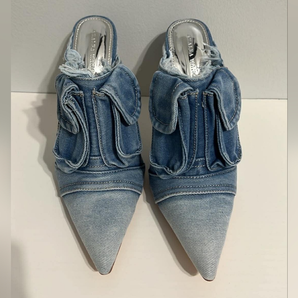 Azalea Wang Trendy Blue Denim Mules